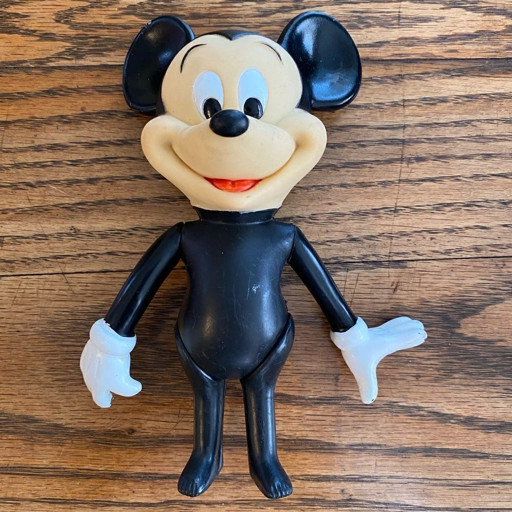 Vintage 7” Hard Plastic Mickey Mouse Posable Moveable Figure Disney